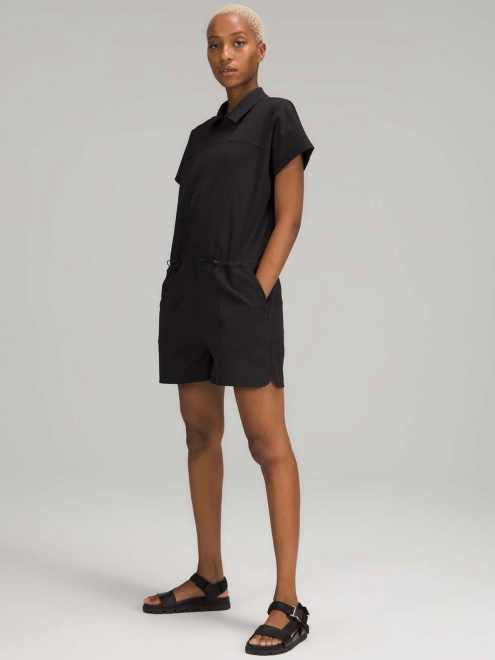Lululemon Stretch Rib Pocketed Romper Black Women’s Size 4